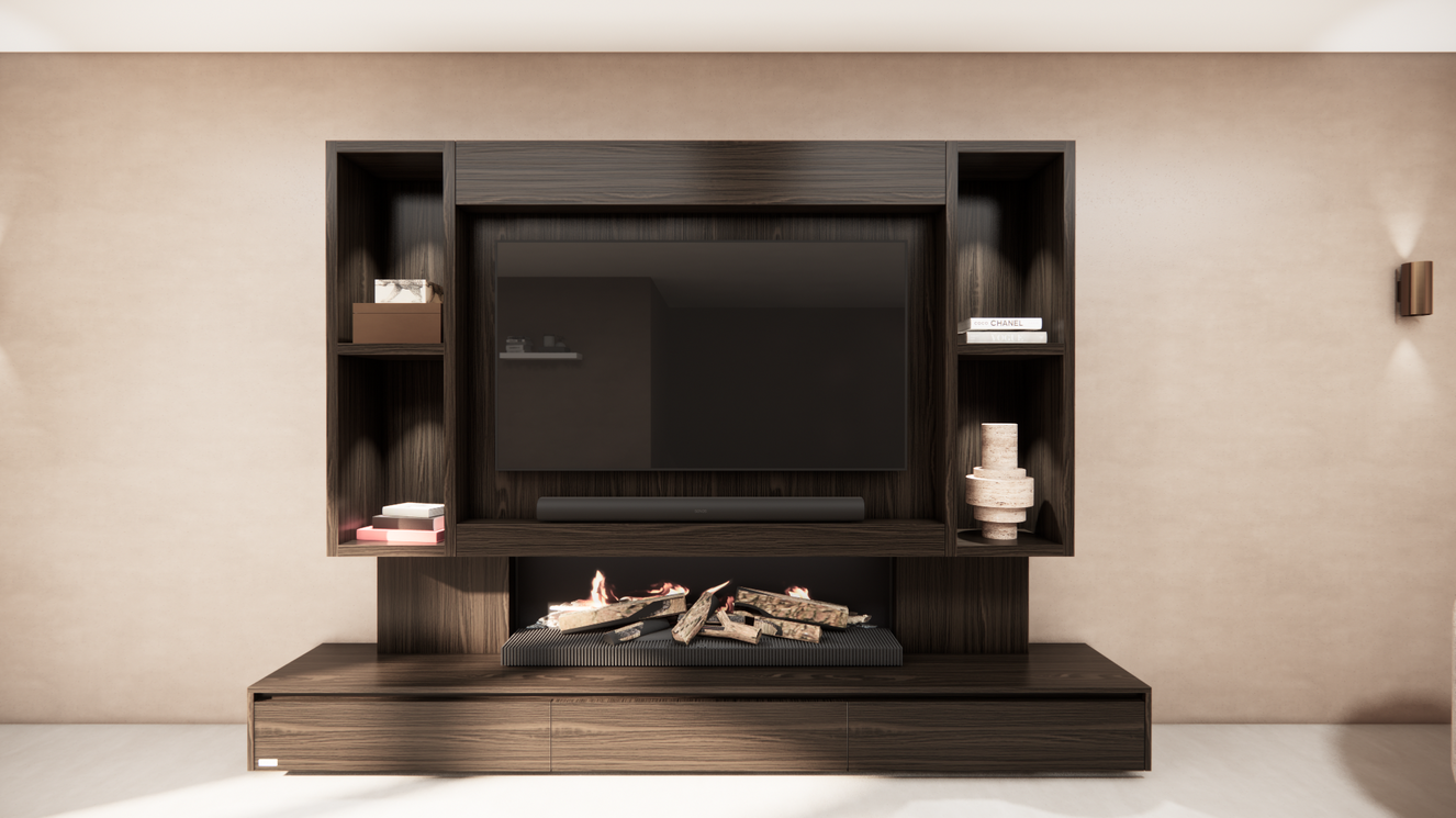 Tv-Meubel	Mason Kalfire	E-65	3-kleppen Lowboard Open	Vakken