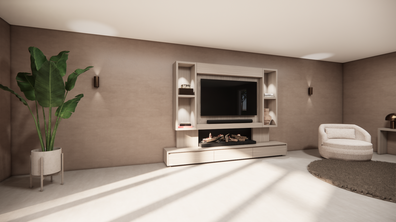 Tv-Meubel	Mason Kalfire	E-65	3-kleppen Lowboard Open	Vakken