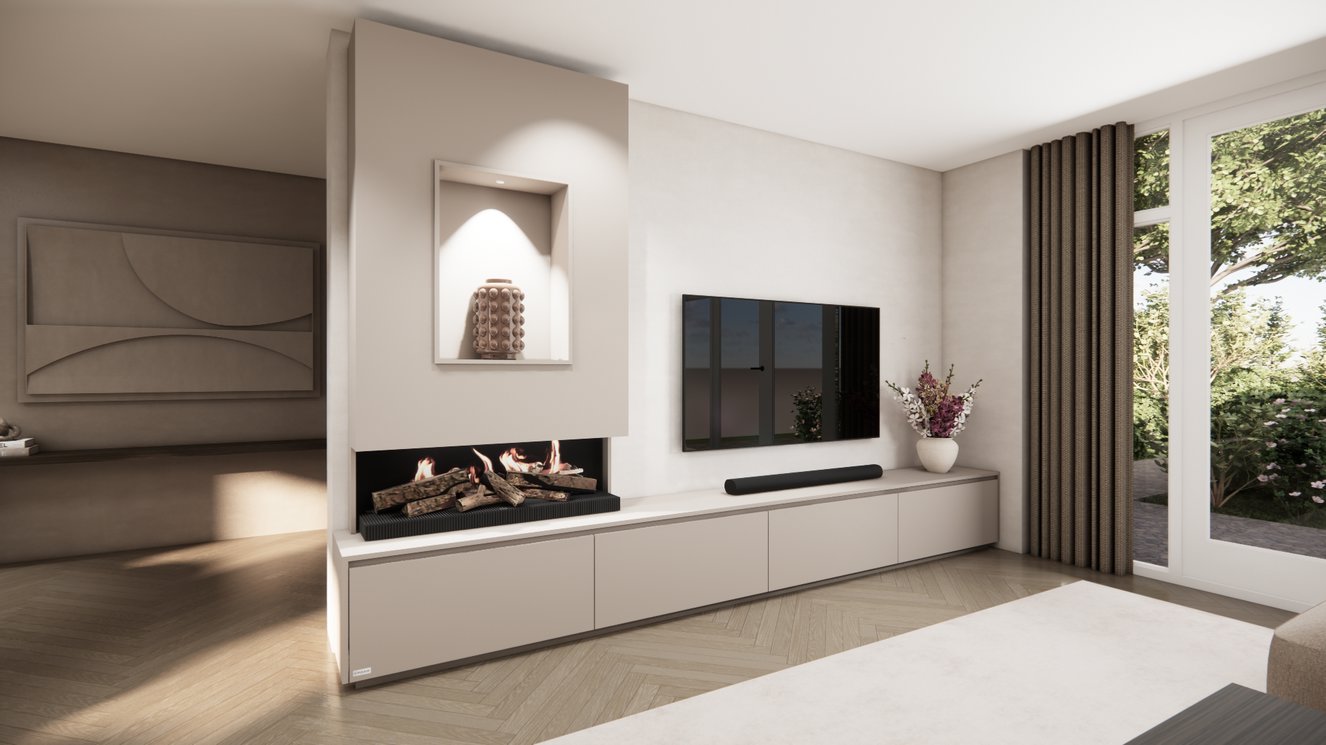 Tv-Meubel	Mason Kalfire	E55 4-kleppen Chimney Grand