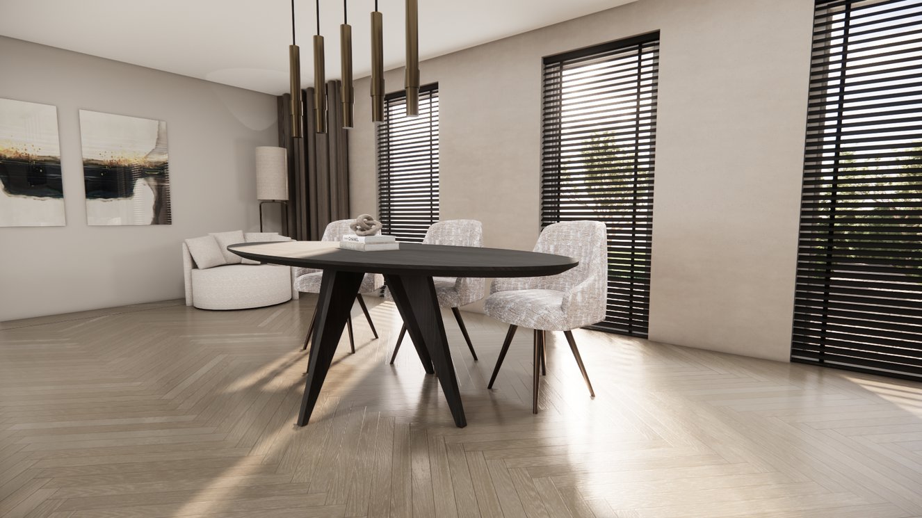 Matera 4-Taper Eettafel Ovaal Eiken