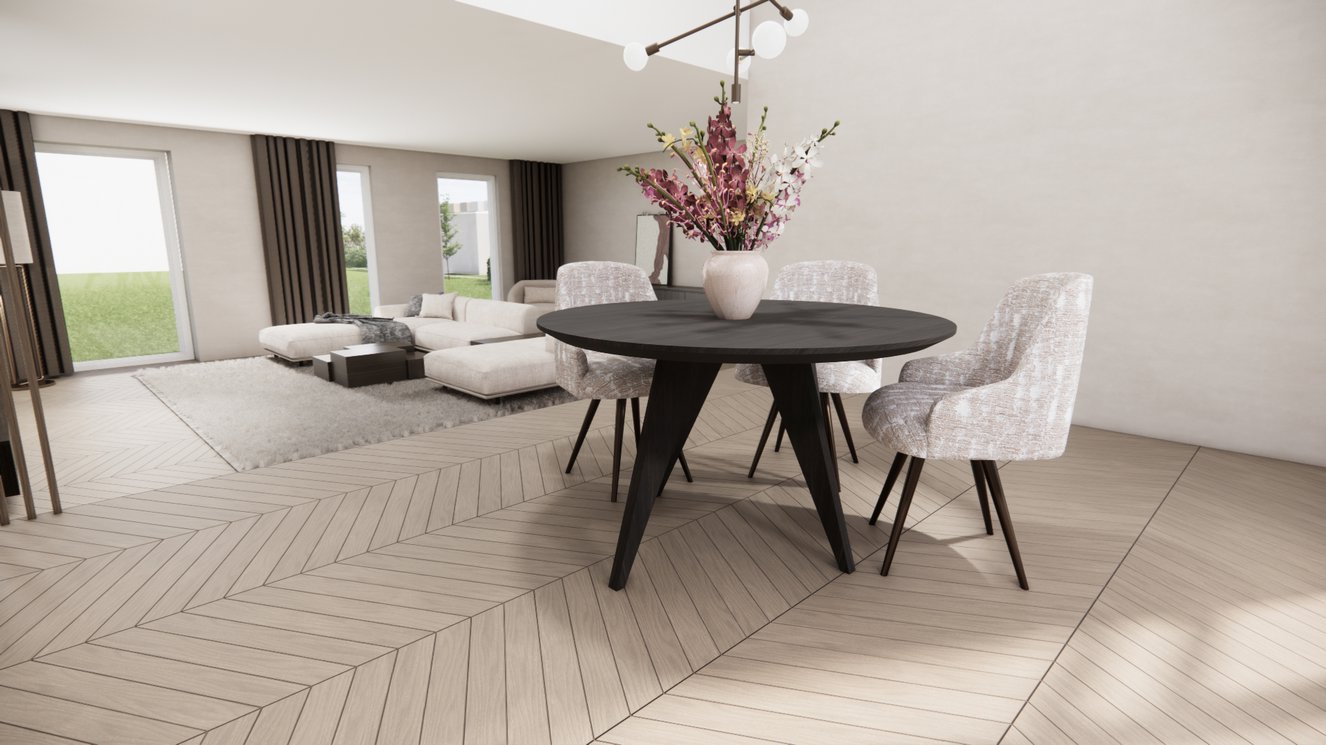 Matera 4-Taper Eettafel Rond Eiken