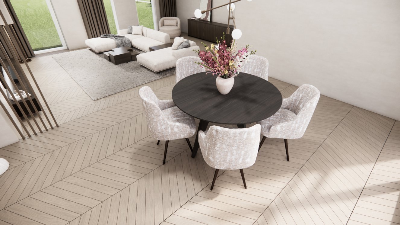 Matera 4-Taper Eettafel Rond Eiken