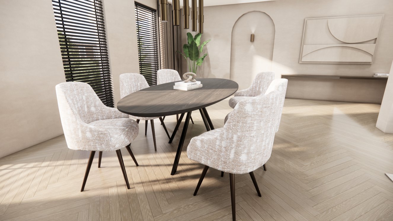 Messina Metal 4-Taper Eettafel Ovaal Eiken