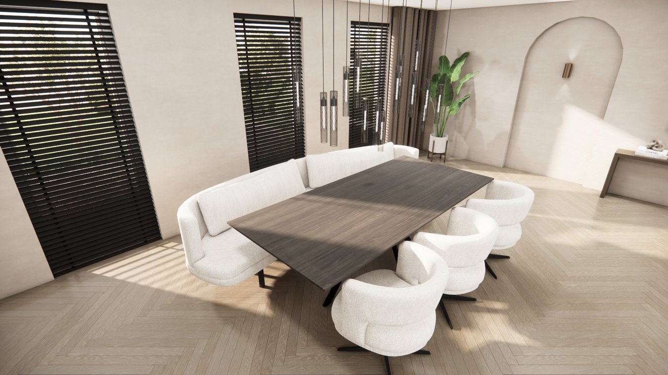 Messina Metal 4-Taper Eettafel Rechthoek Eiken