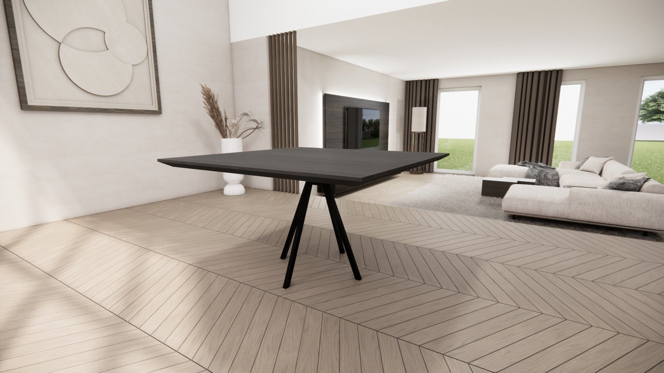 Messina Metal 4-Taper Eettafel Vierkant Eiken