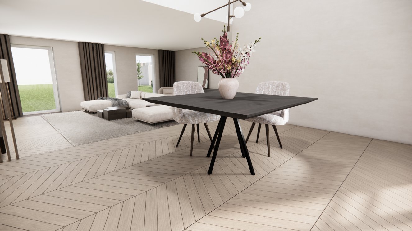 Messina Metal 4-Taper Eettafel Vierkant Eiken