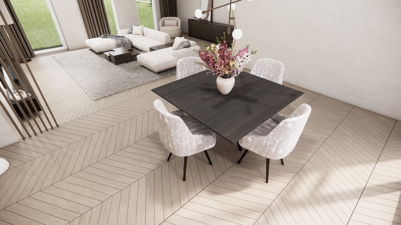 Messina Metal 4-Taper Eettafel Vierkant Eiken