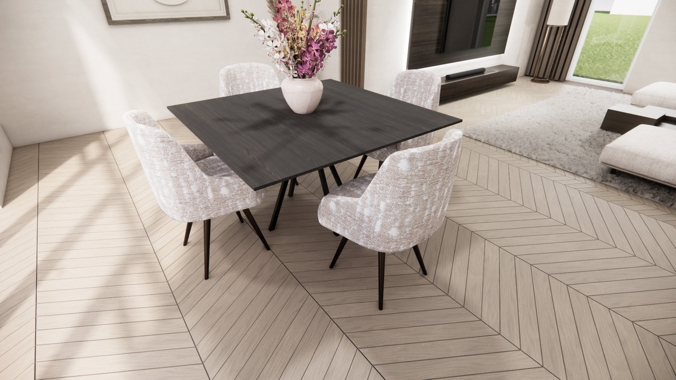 Messina Metal 4-Taper Eettafel Vierkant Eiken