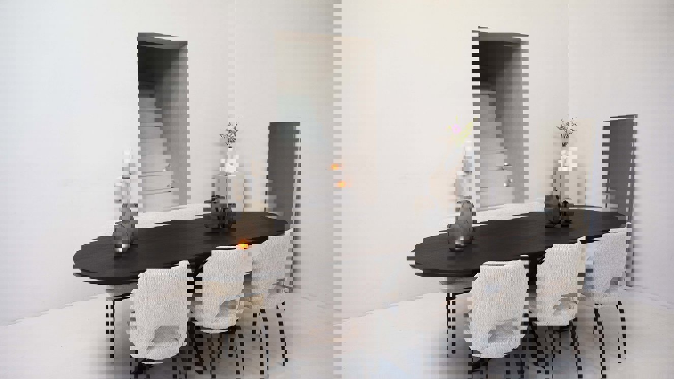 Milano Eettafel Half Ovaal Eiken