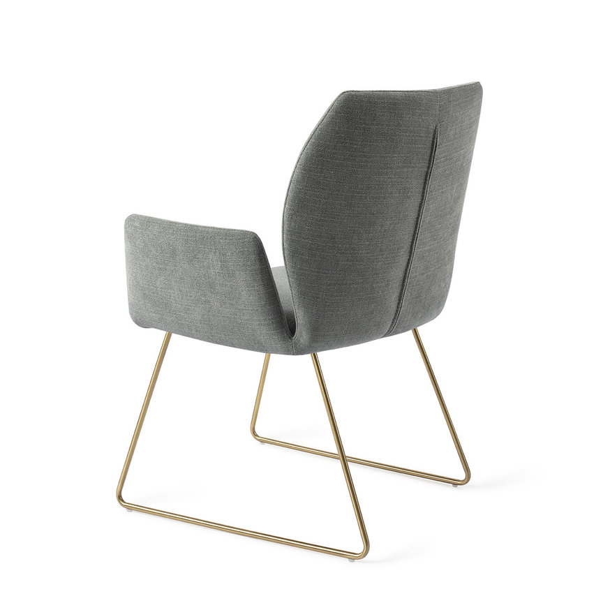 Misaki Breezy Blue Eetkamerstoel Slide Gold