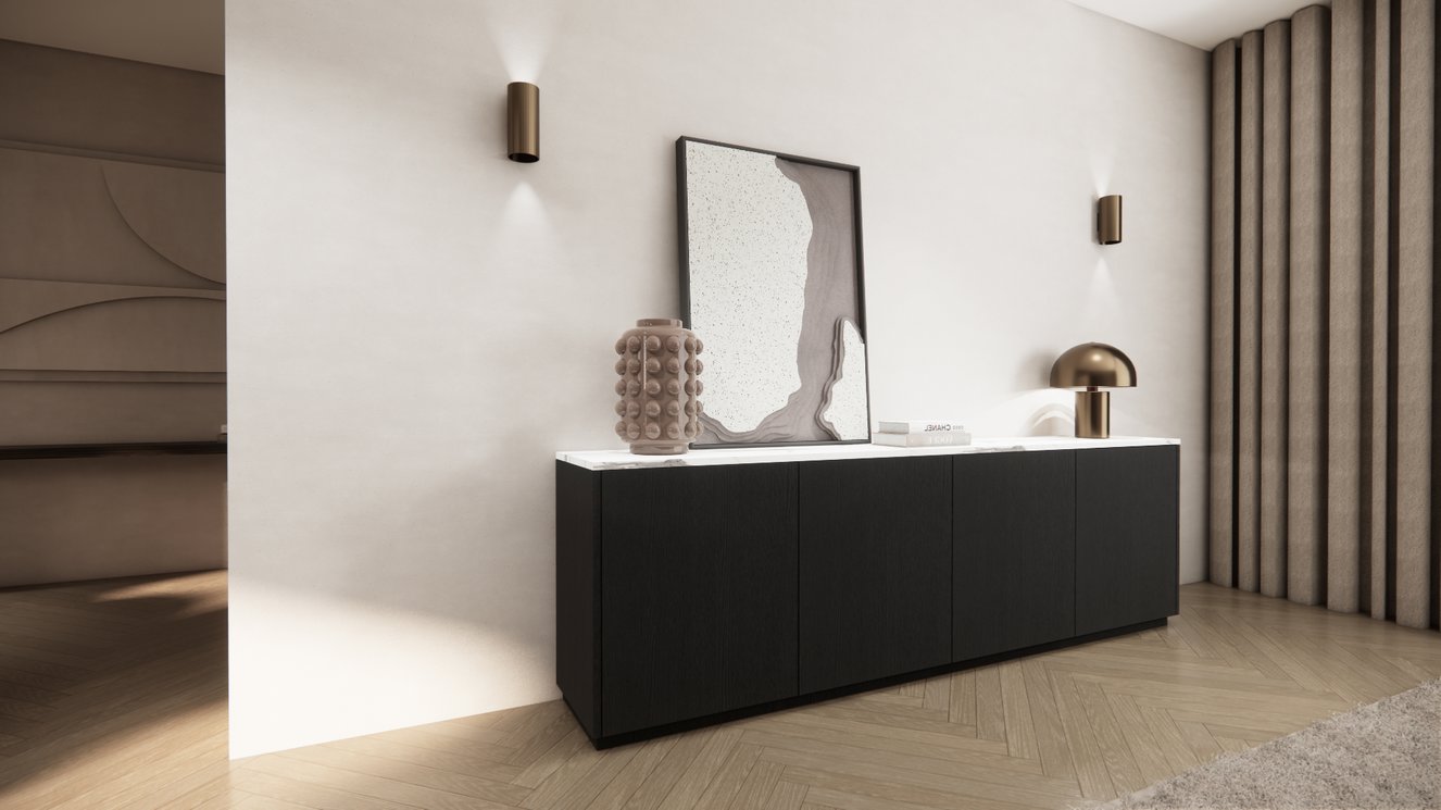 Murphy Dressoir 4	Deuren Melamine Marmer	blad