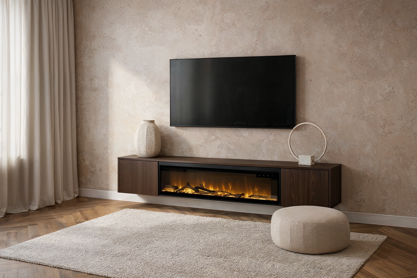 TV-Meubel	Murphy 2-Deurs Hangend met haard 50	inch Eiken Melamine