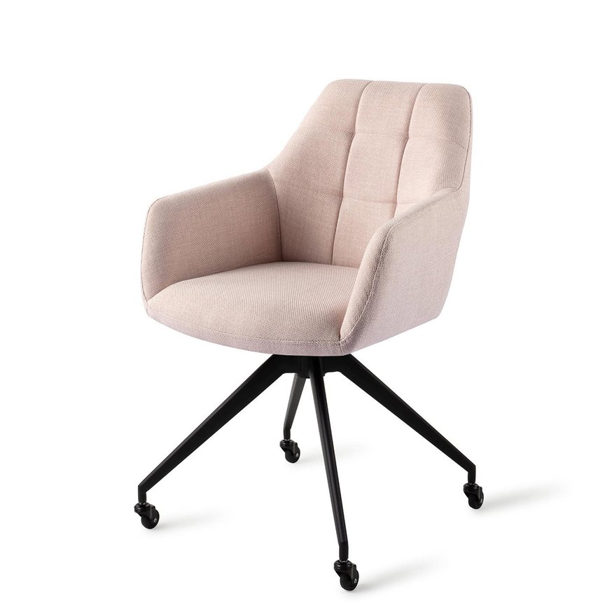 Noto Petal Pink Eetkamerstoel Caster Black