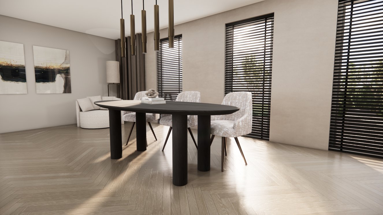 Palermo Massive 4-Round Eettafel Ovaal Eiken