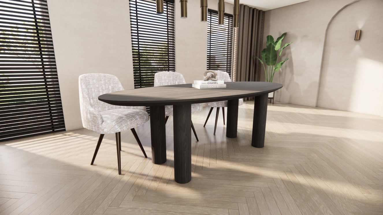 Palermo Massive 4-Round Eettafel Ovaal Eiken