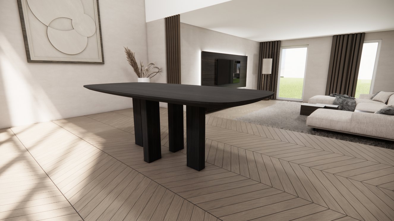 Palermo Massive 4-Square Eettafel Deens	Ovaal Eiken