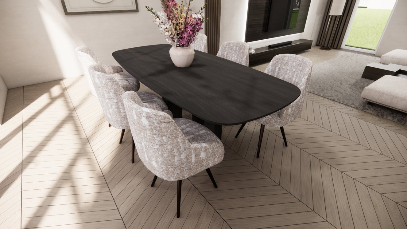 Palermo Massive 4-Square Eettafel Deens	Ovaal Eiken