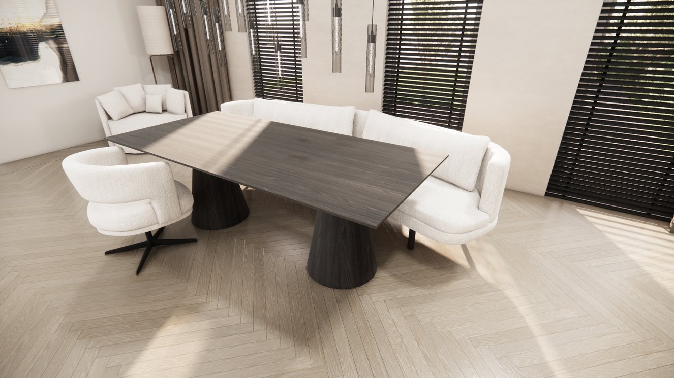 Reggio Double Cylinder Eettafel Rechthoek Eiken