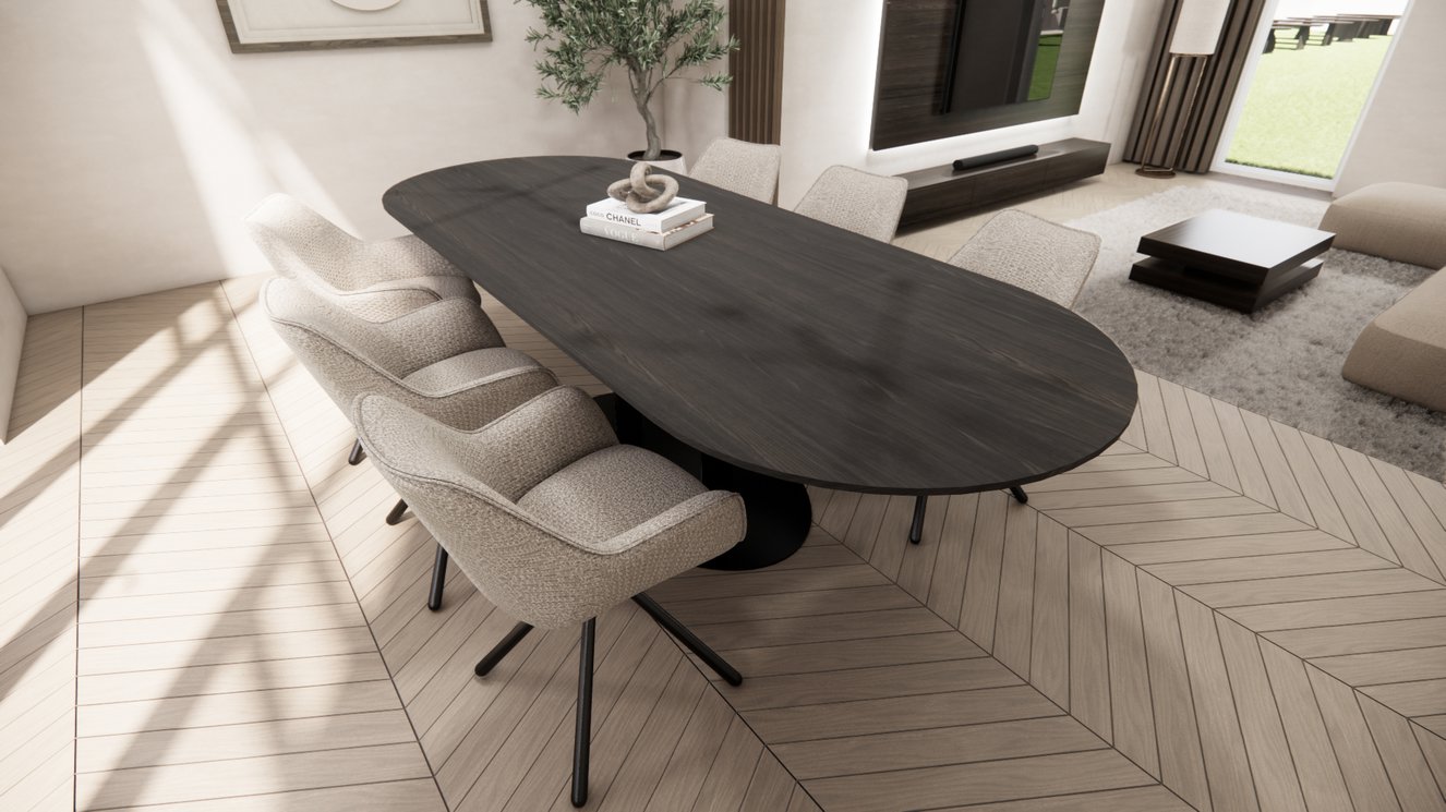 Sorrento Metal Eettafel Pil Eiken