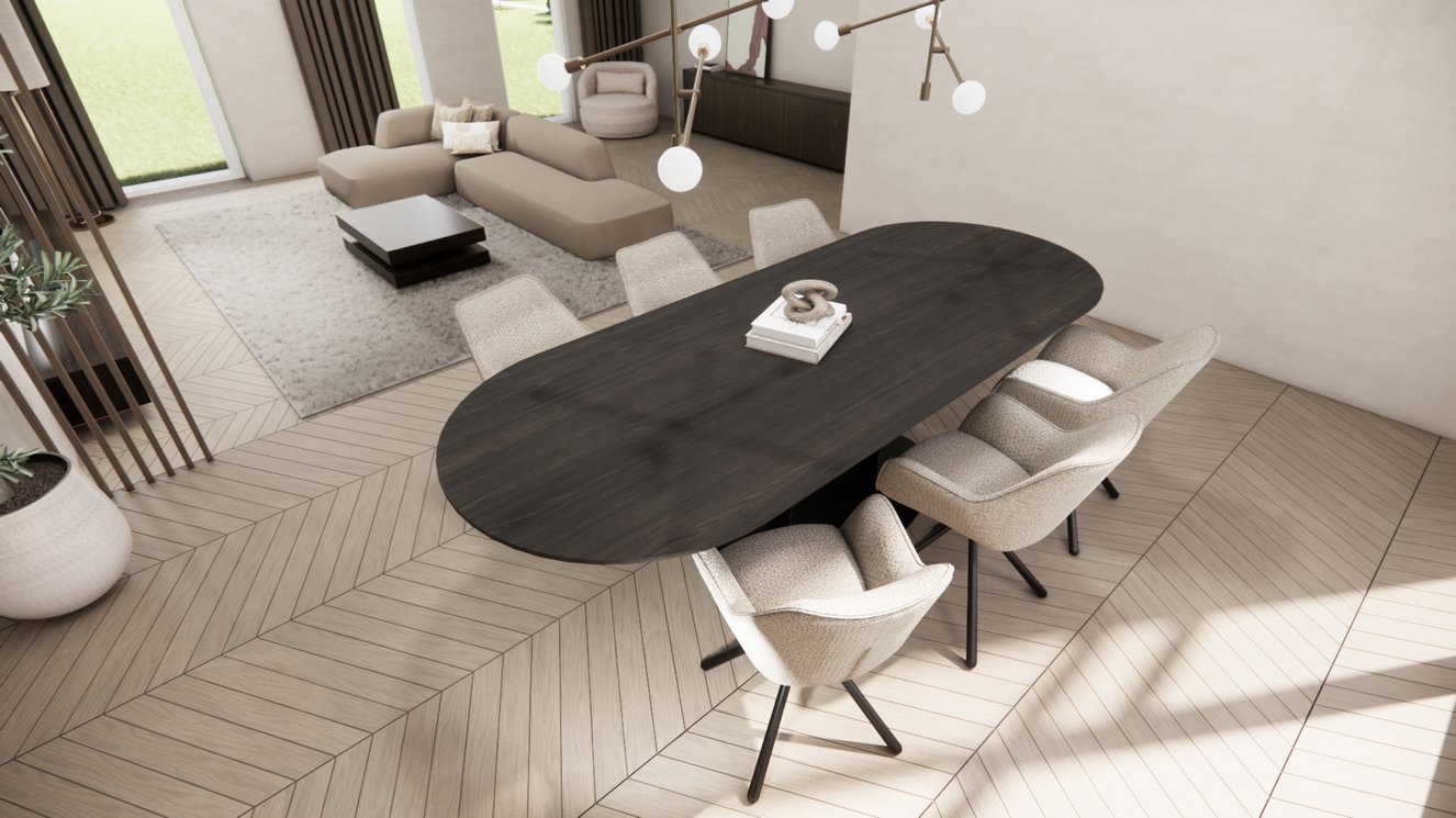 Sorrento Metal Eettafel Pil Eiken