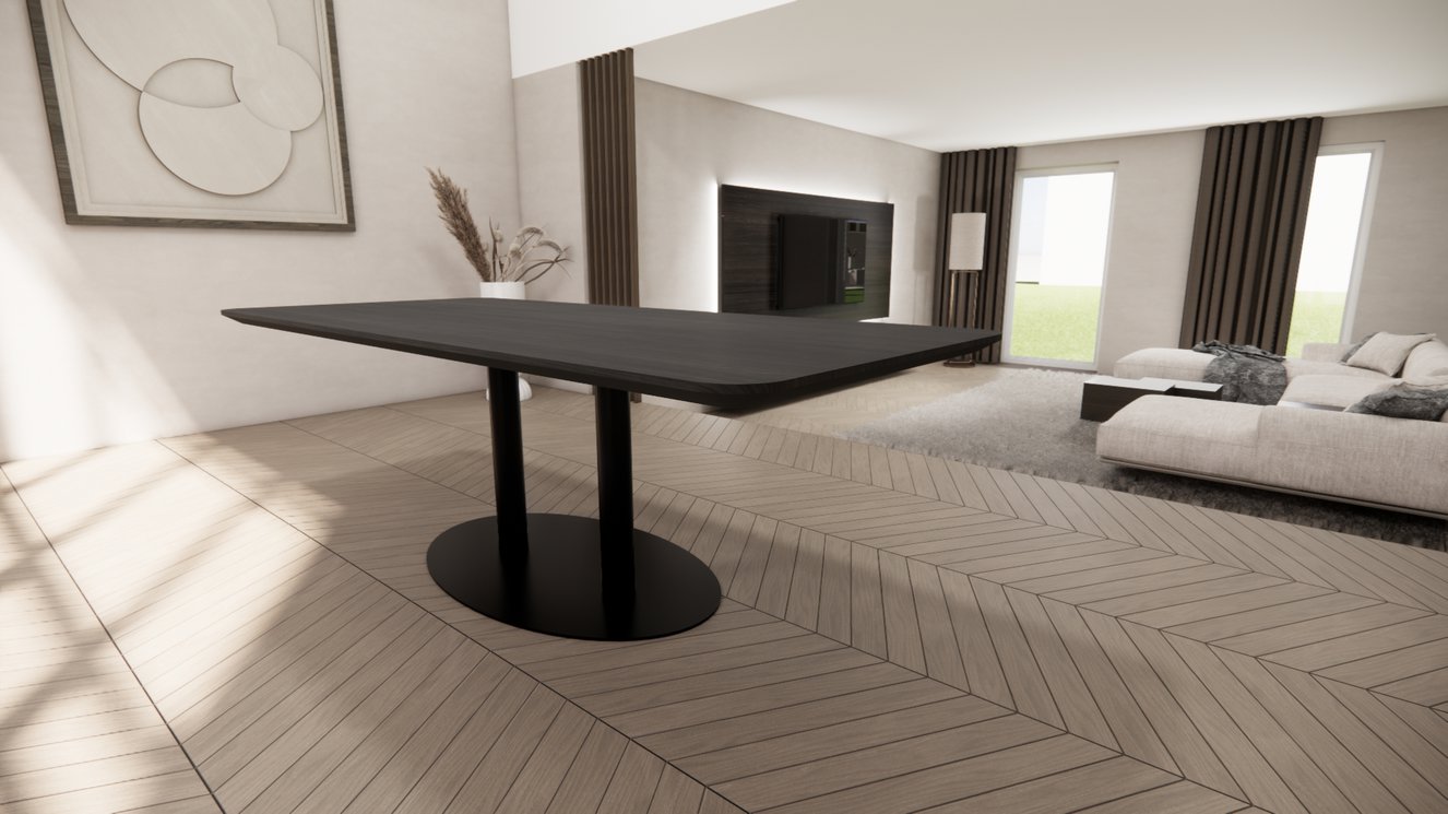 Sorrento Metal Eettafel Rechthoekig Afgeronde Hoek Eiken