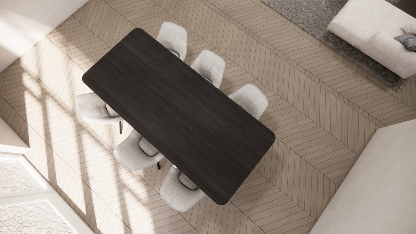 Sorrento Metal Eettafel Rechthoekig Afgeronde Hoek Eiken