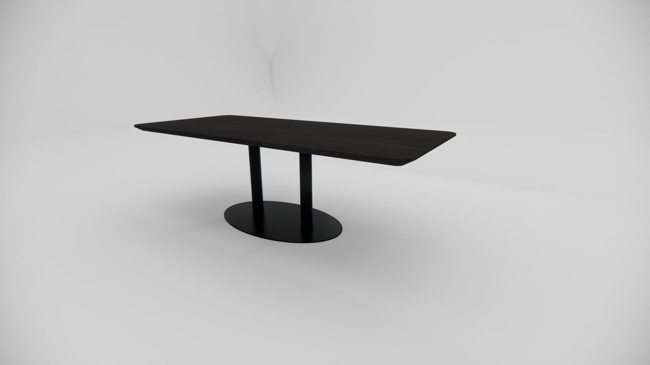 Sorrento Metal Eettafel Rechthoekig Afgeronde Hoek Eiken