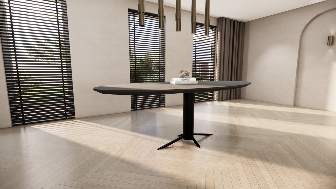 Trapini Metal Eettafel Ovaal Eiken