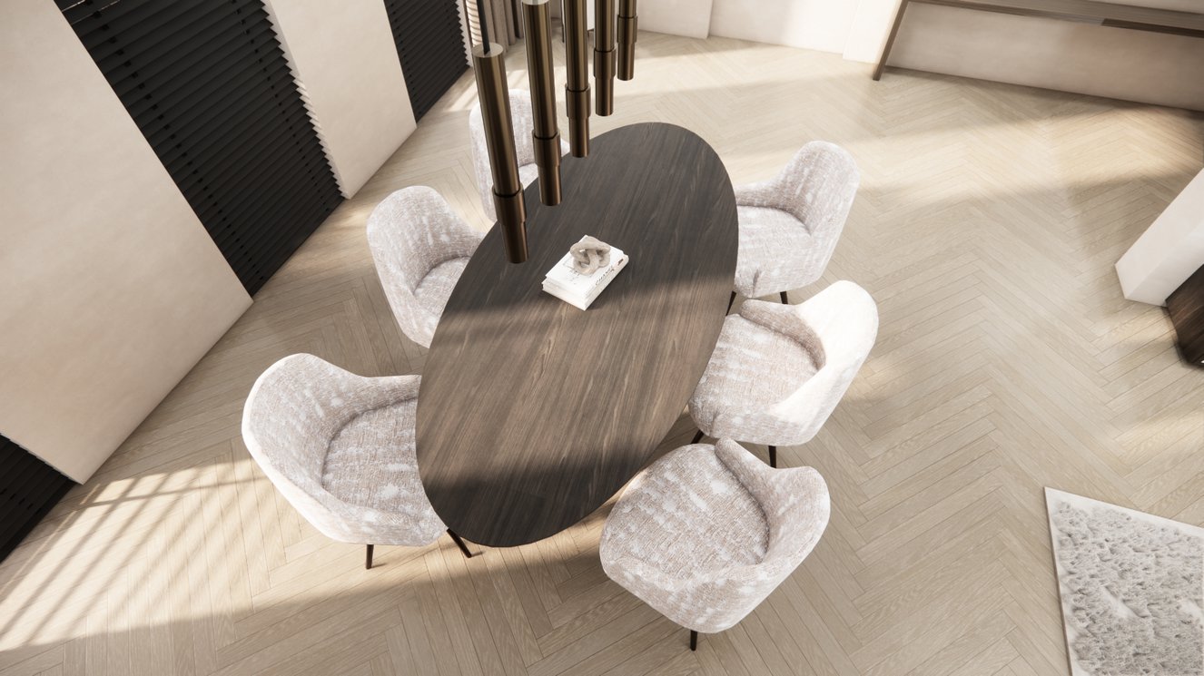 Trapini Metal Eettafel Ovaal Eiken