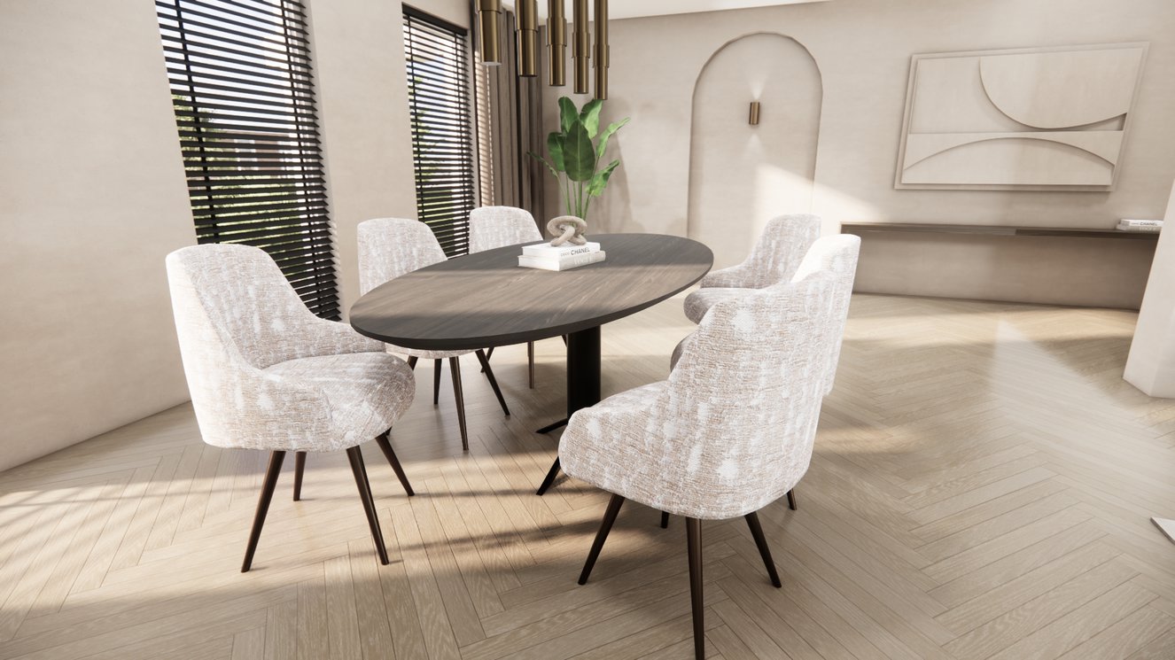 Trapini Metal Eettafel Ovaal Eiken