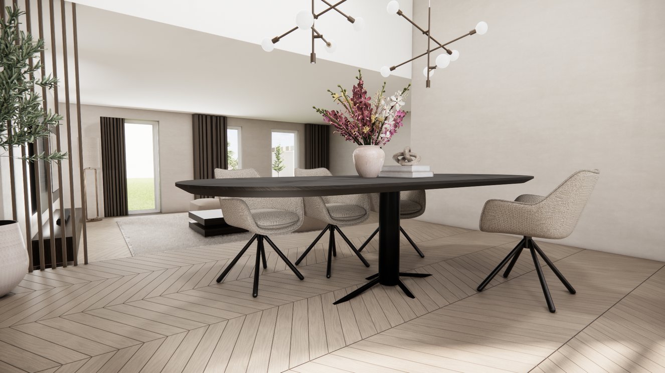 Trapini Metal Eettafel Pil Eiken
