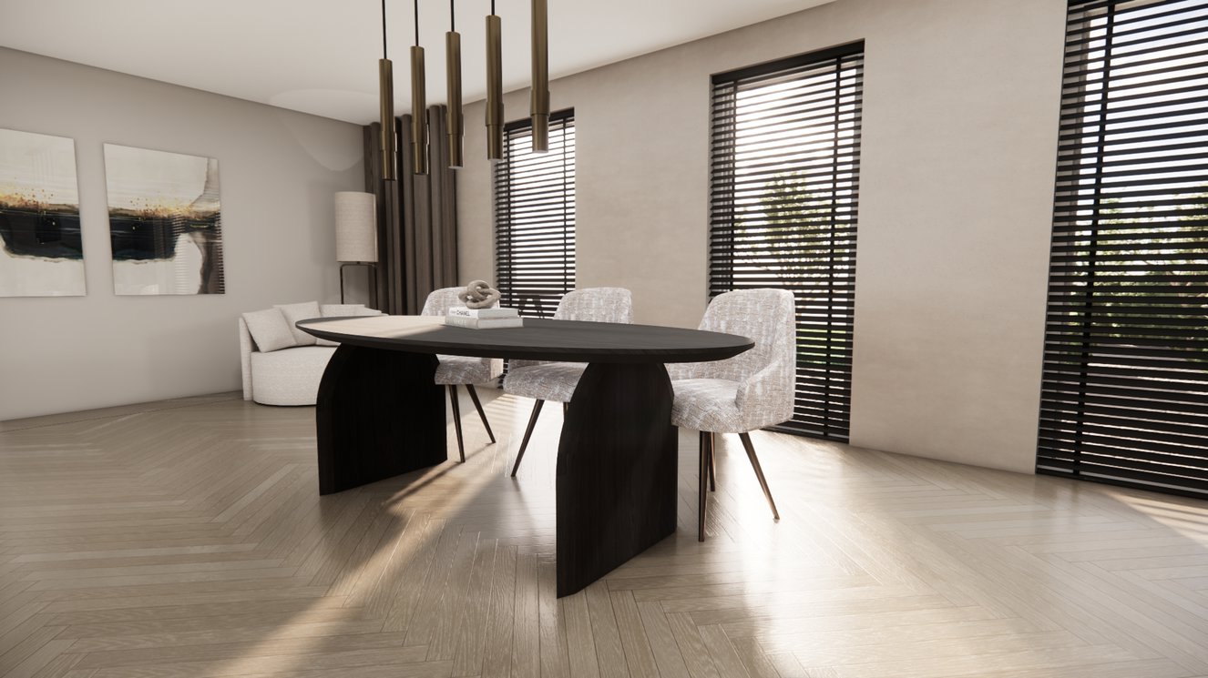 Trento Halve Round Eettafel Ovaal Eiken