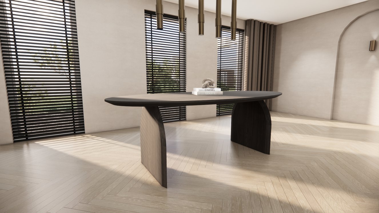 Trento Halve Round Eettafel Ovaal Eiken