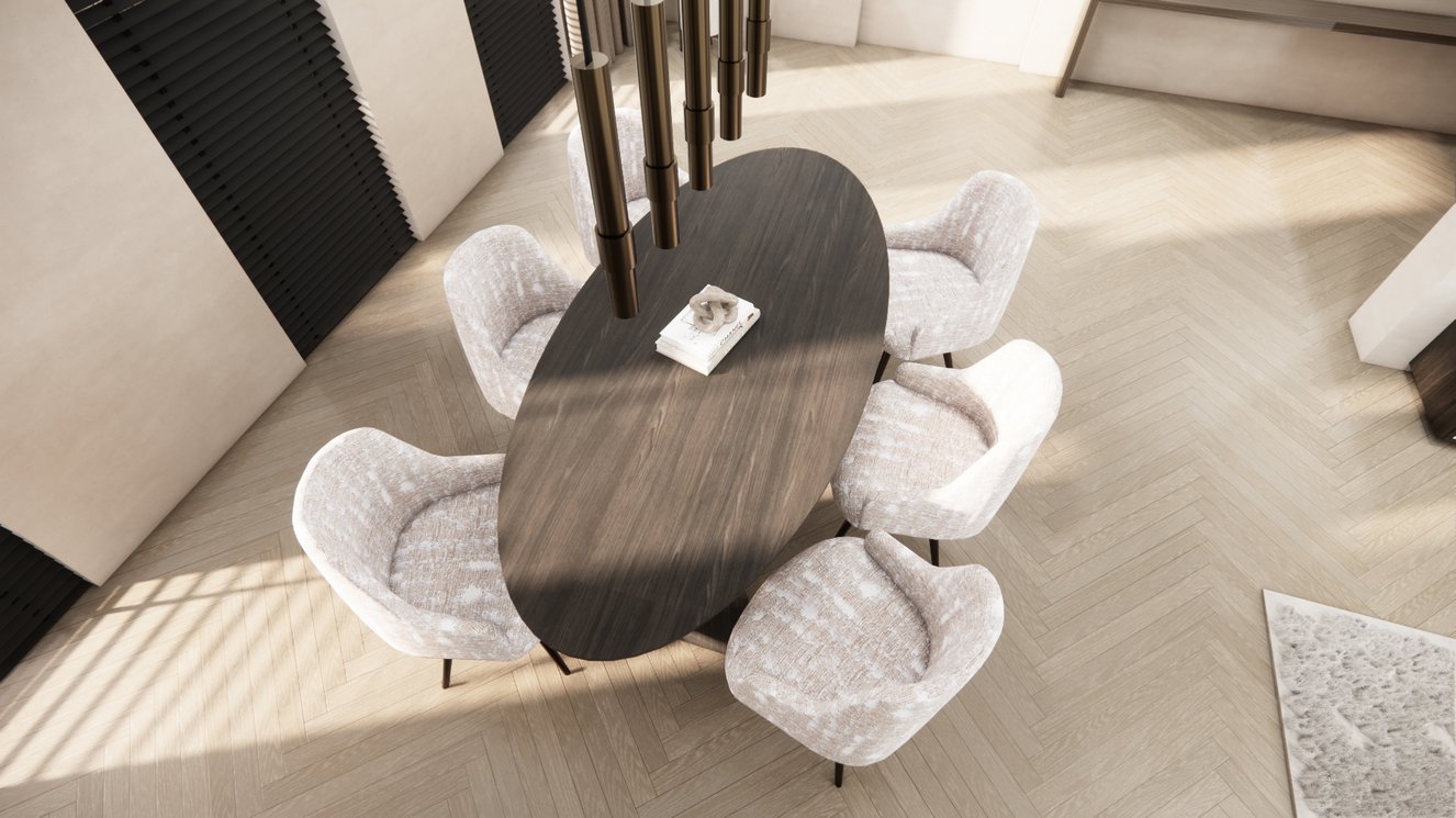 Trento Halve Round Eettafel Ovaal Eiken