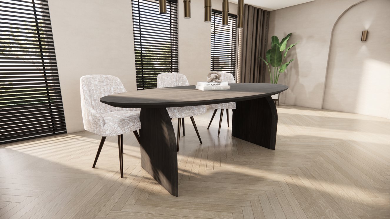 Trento Halve Round Eettafel Ovaal Eiken