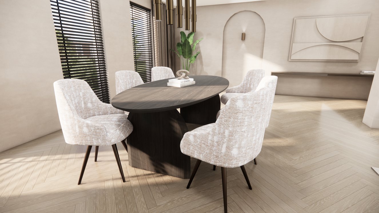 Trento Halve Round Eettafel Ovaal Eiken