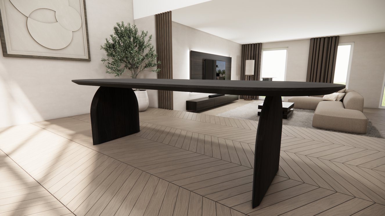 Trento Halve Round Eettafel Pil Eiken