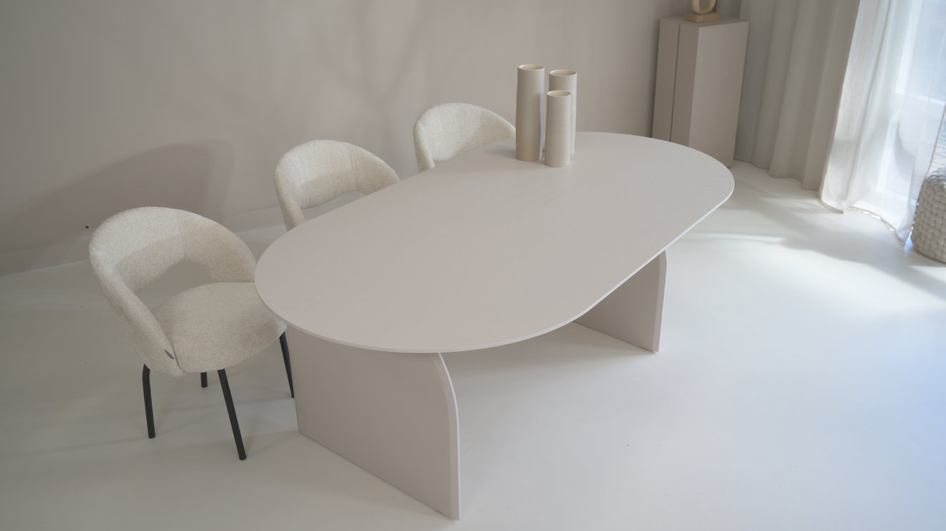 Trento Halve Round Eettafel Pil Eiken