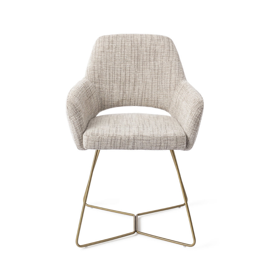 Yanai Caramel Grid Eetkamerstoel Beehive Gold