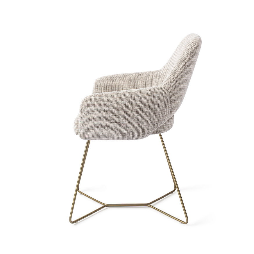 Yanai Caramel Grid Eetkamerstoel Beehive Gold