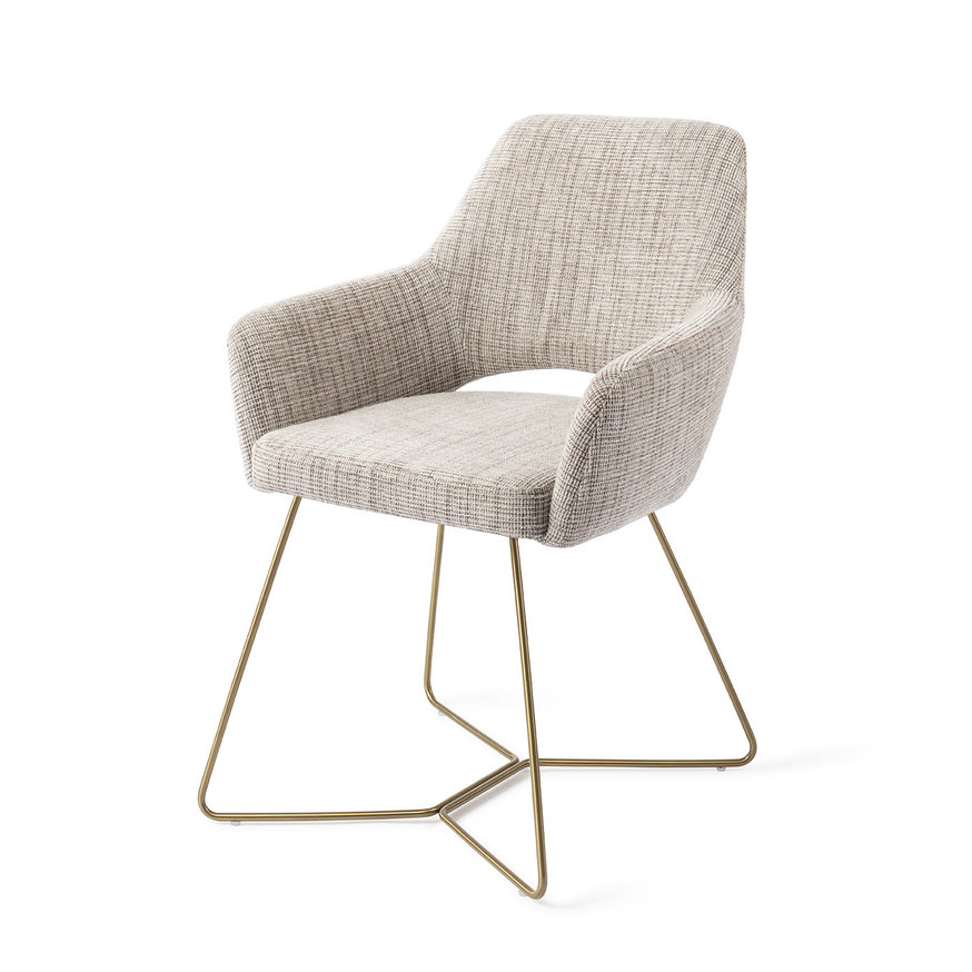 Yanai Caramel Grid Eetkamerstoel Beehive Gold
