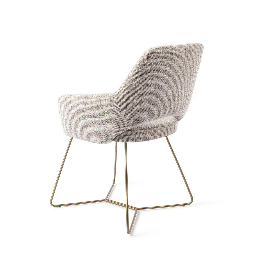 Yanai Caramel Grid Eetkamerstoel Beehive Gold