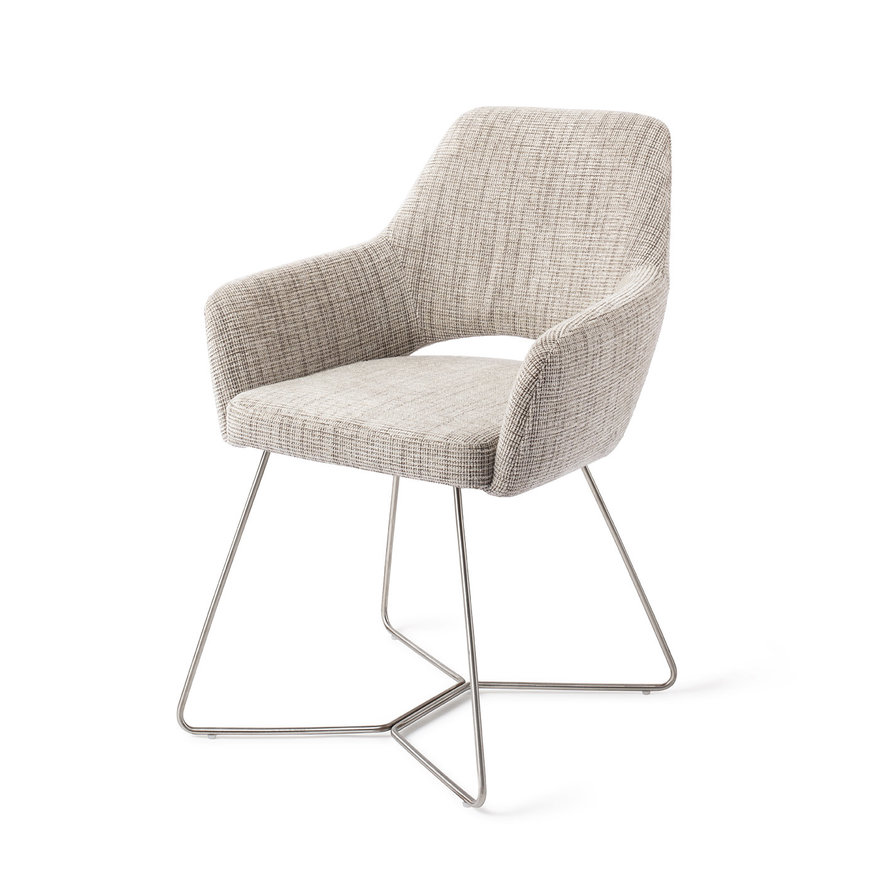 Yanai Caramel Grid Eetkamerstoel Beehive Steel