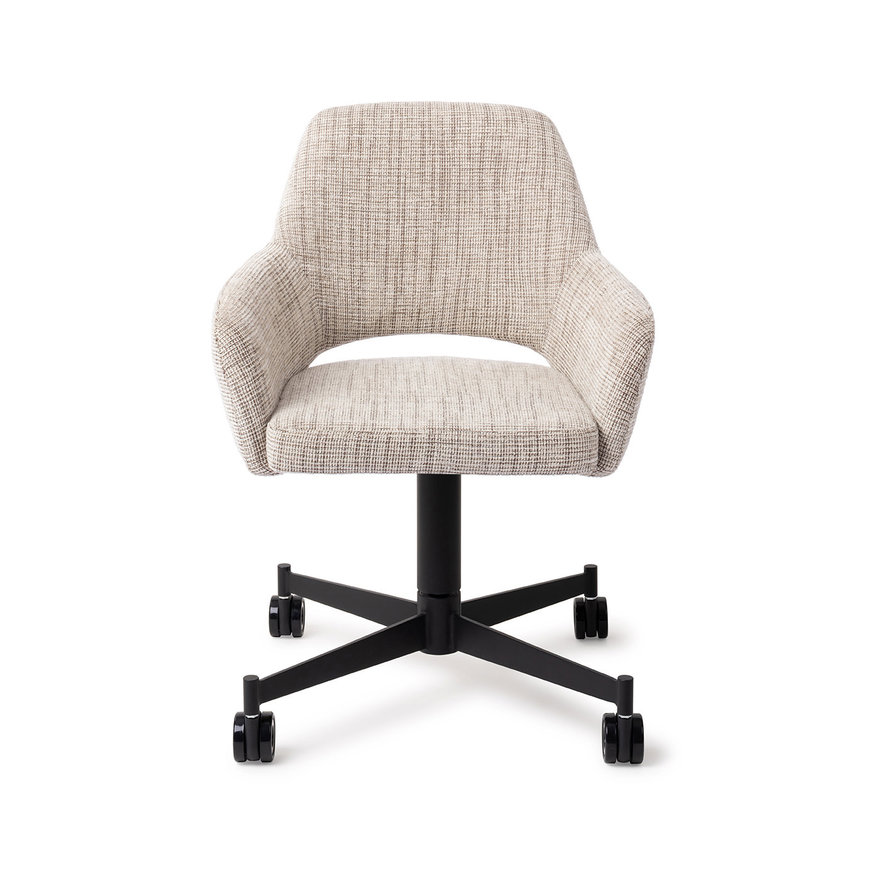 Yanai Caramel Grid Eetkamerstoel Caster Black