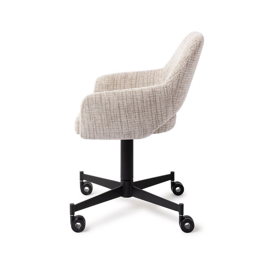 Yanai Caramel Grid Eetkamerstoel Caster Black