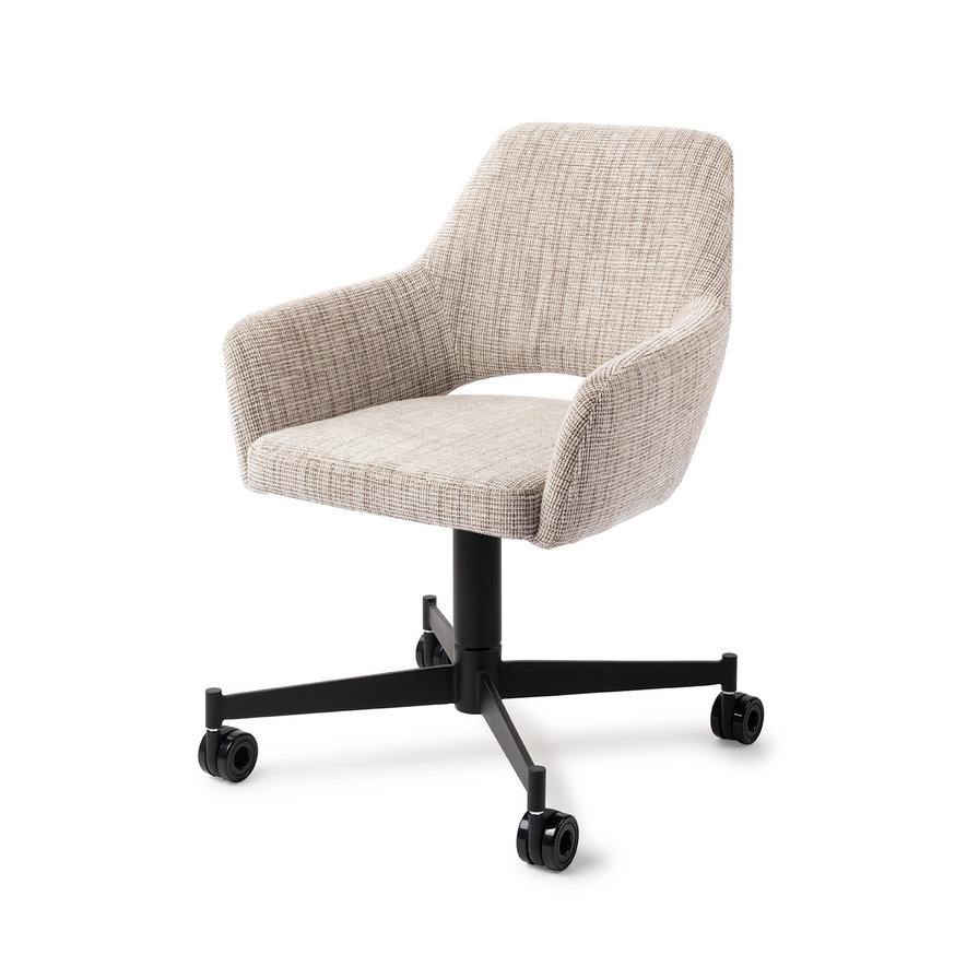 Yanai Caramel Grid Eetkamerstoel Caster Black