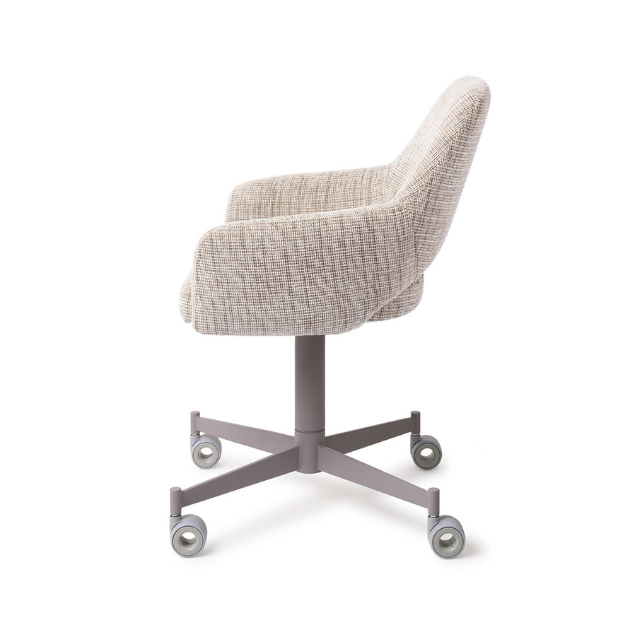 Yanai Caramel Grid Eetkamerstoel Caster Grey