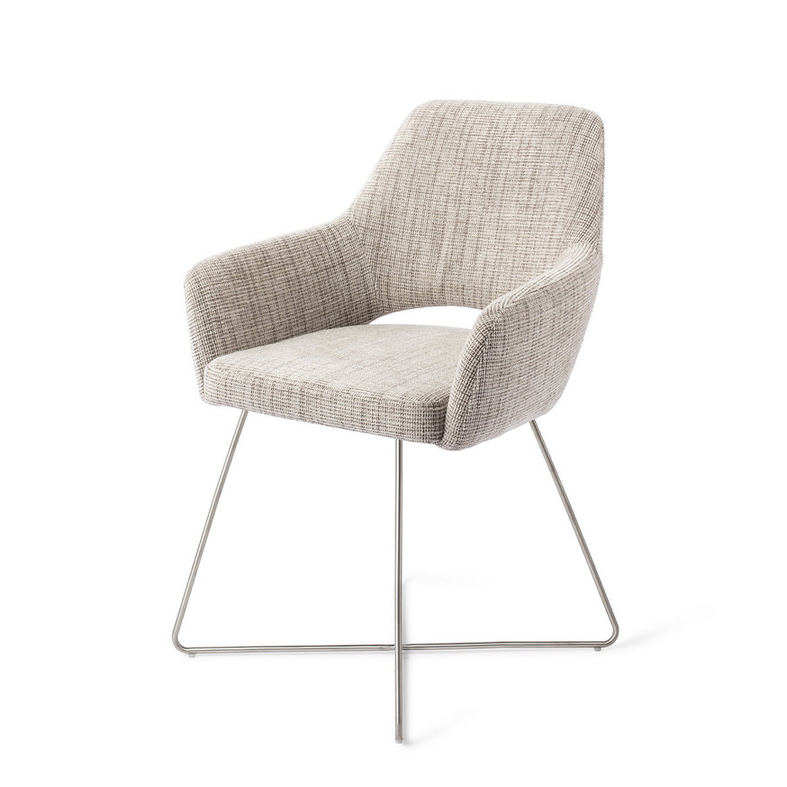 Yanai Caramel Grid Eetkamerstoel Cross Steel