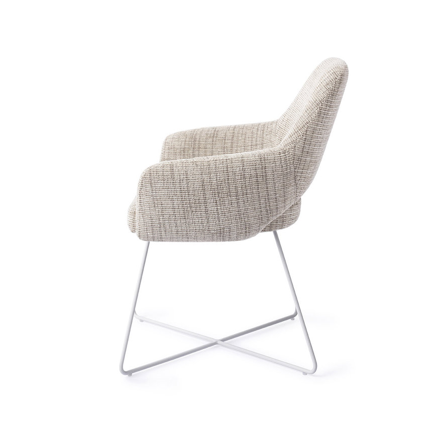 Yanai Caramel Grid Eetkamerstoel Cross White