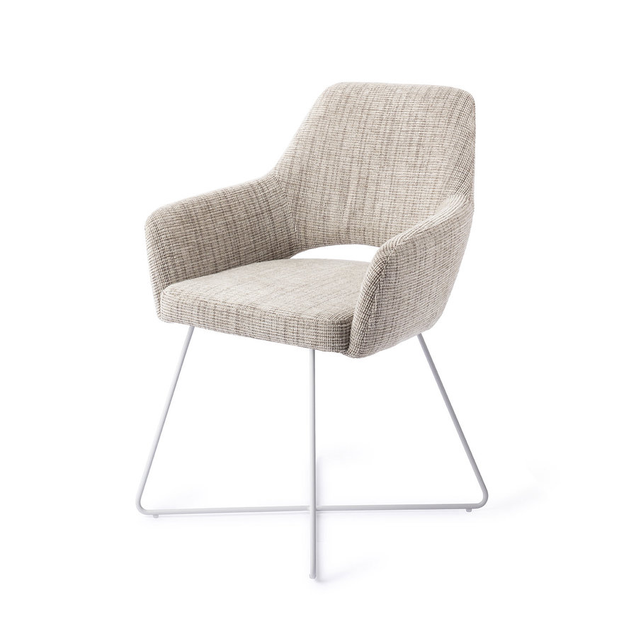 Yanai Caramel Grid Eetkamerstoel Cross White